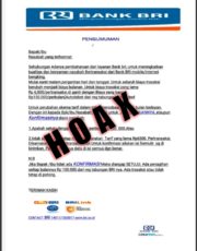 BRI Bekerja Sama Dengan Polri Mengungkap Pelaku Penyebar Hoaks Perubahan Tarif