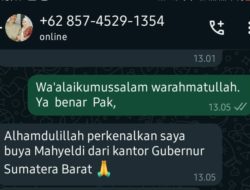 Pesan Penipuan Berkedok Gubernur Sumbar Kembali Terjadi