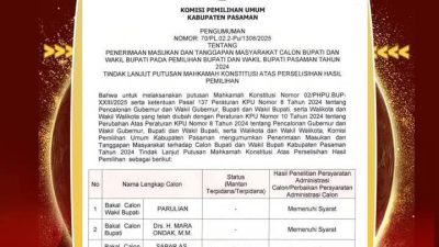 Parulian Penuhi Syarat Administrasi dalam Pilkada Pasaman 2024