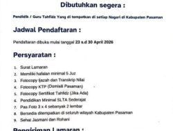 Dinas Pendidikan Pasaman Buka Rekrutmen Guru Tahfidz, Penempatan di Seluruh Nagari