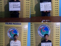 Tim Elang Timur Polres Pasaman Bekuk Empat Orang Jaringan Pengedar Sabu di Simpang Tiga Andilan